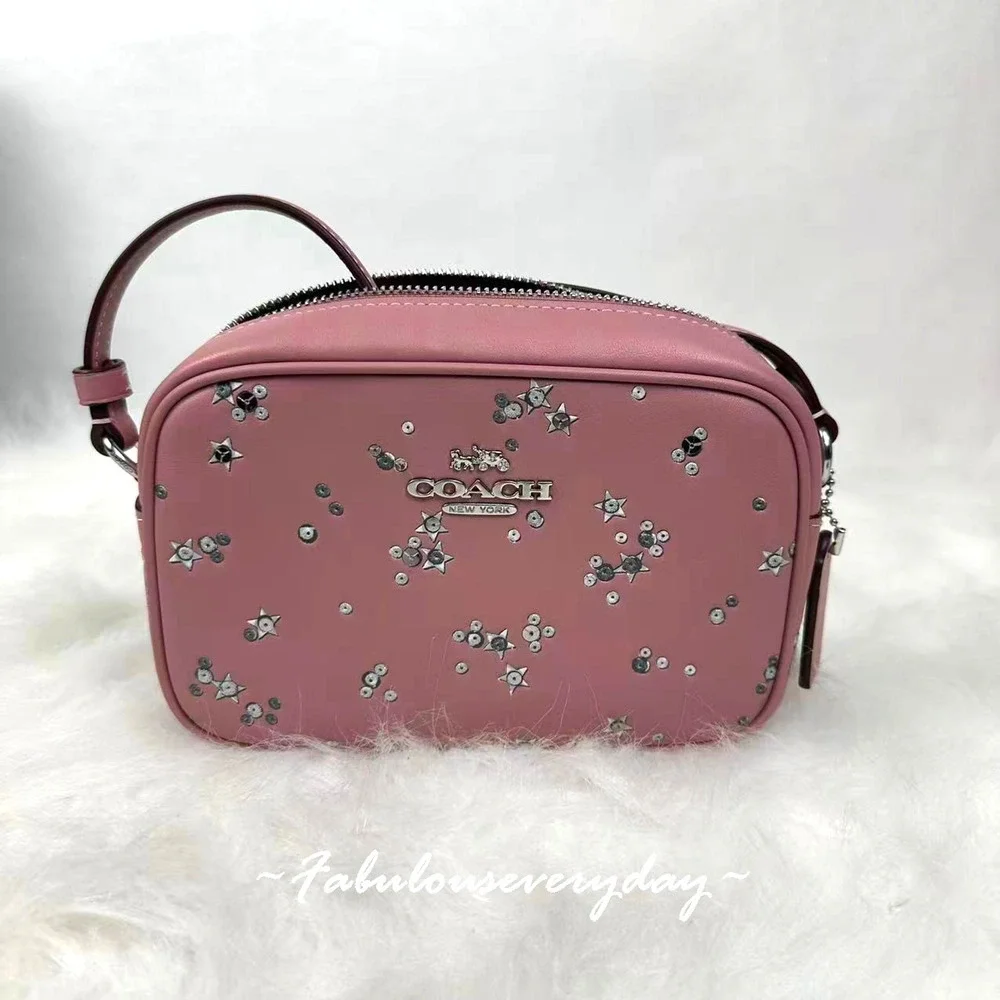 Coach Mini Jamie Camera Bag Crossbody With Star Print/Sv/Dusty Pink CCI73 NWT